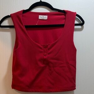 Vibrant Red Buttoned Crop Top